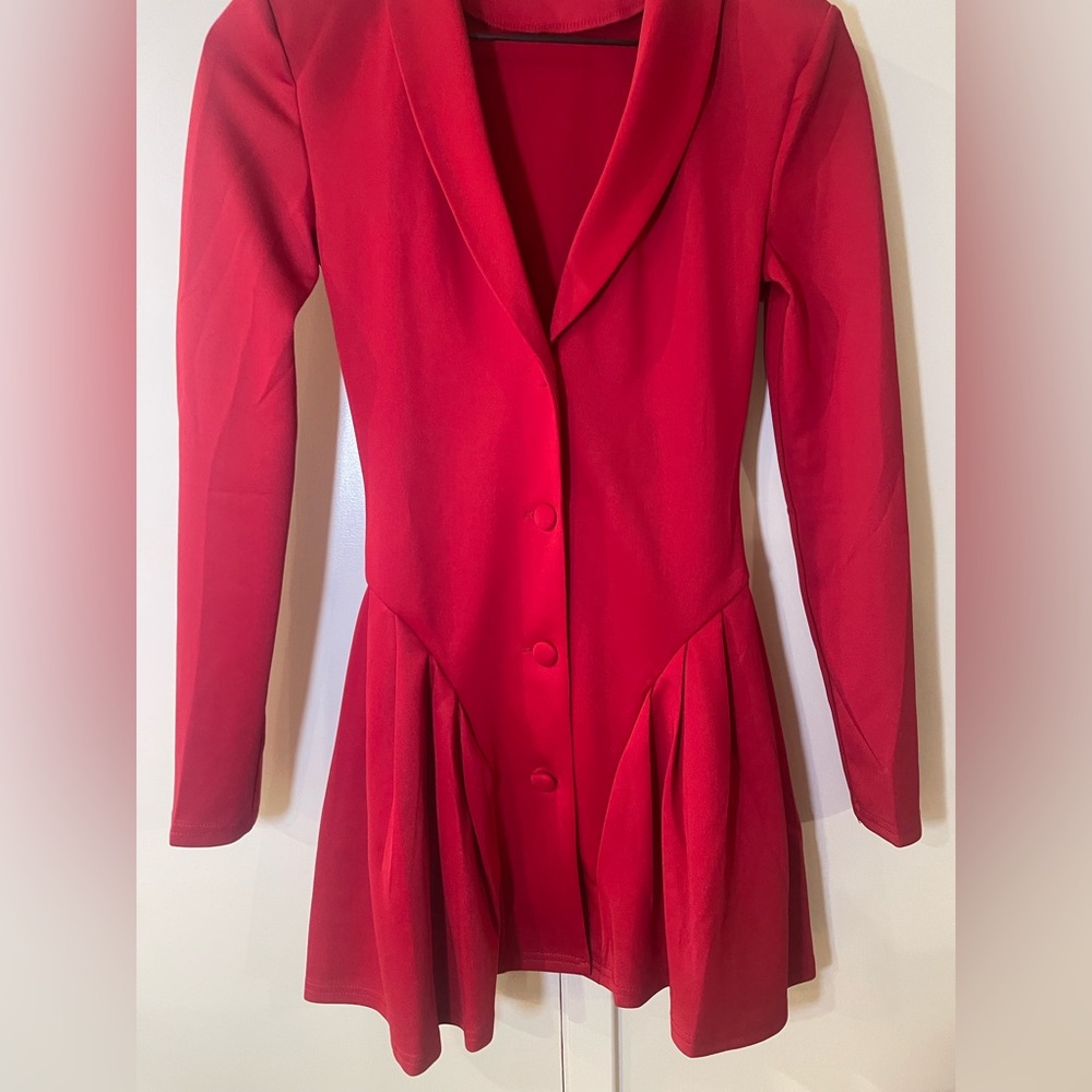 NEW NO TAGS Red Long Sleeve Tailored Custom dress NWOT XS Petite RUNS VERY SMALL
